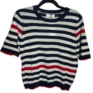 NEW Velvet Graham Spencer Blue White Striped Wool Cashmere Sweater Size Medium